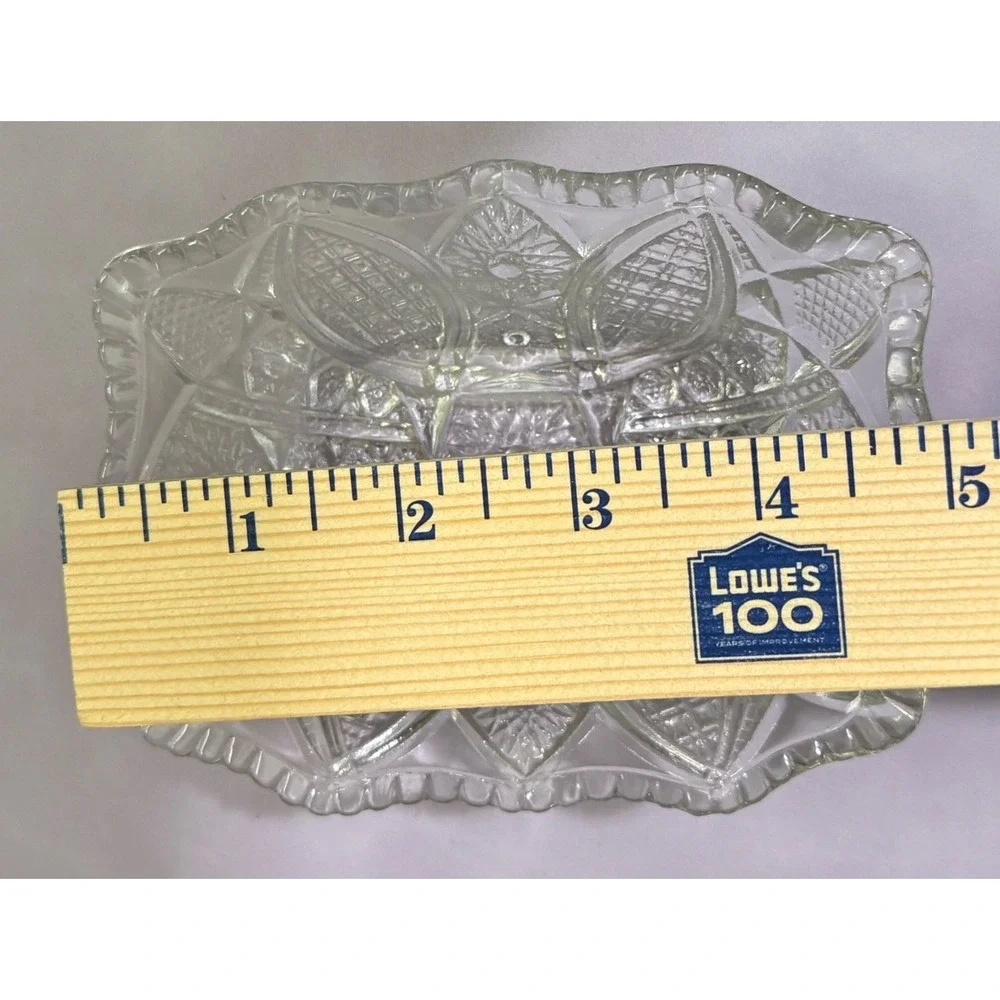 Vintage Clear Pressed Glass Trinket Dish Scalloped Rectangular Candy Bowl 5x4